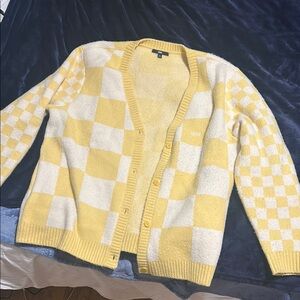 Vans Yellow and White Checkered Cardigan